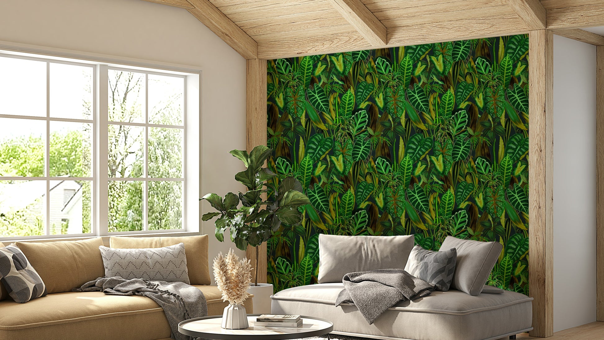 Green Exotic Foliage plant wall mural

