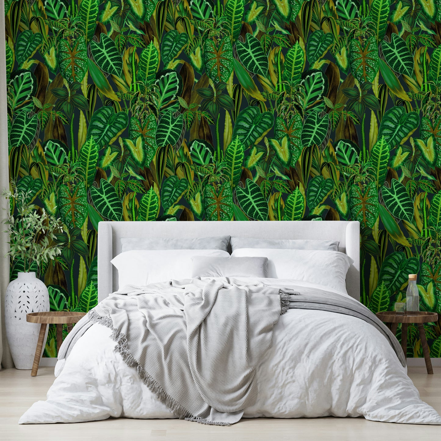 Green Exotic Foliage vibrant mural wallpaper

