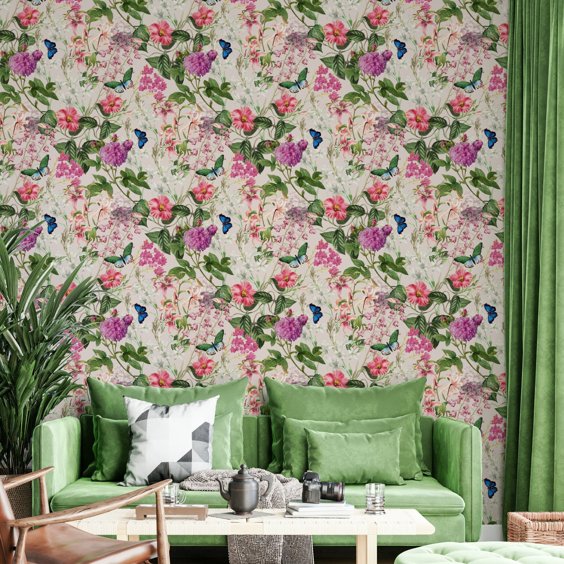 Pink Floral flower wall mural

