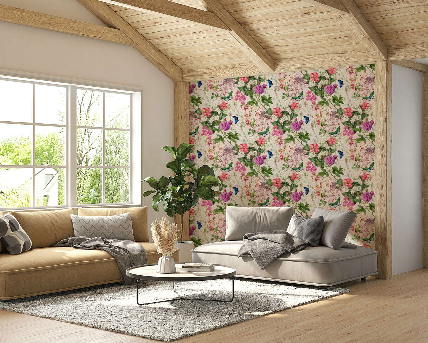 Pink Floral feminine wall covering

