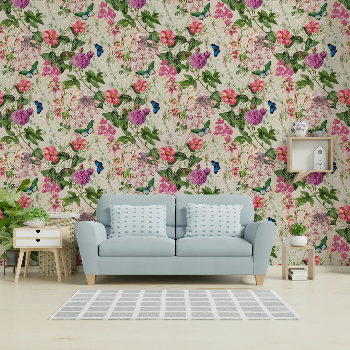 Pink Floral delicate wall mural

