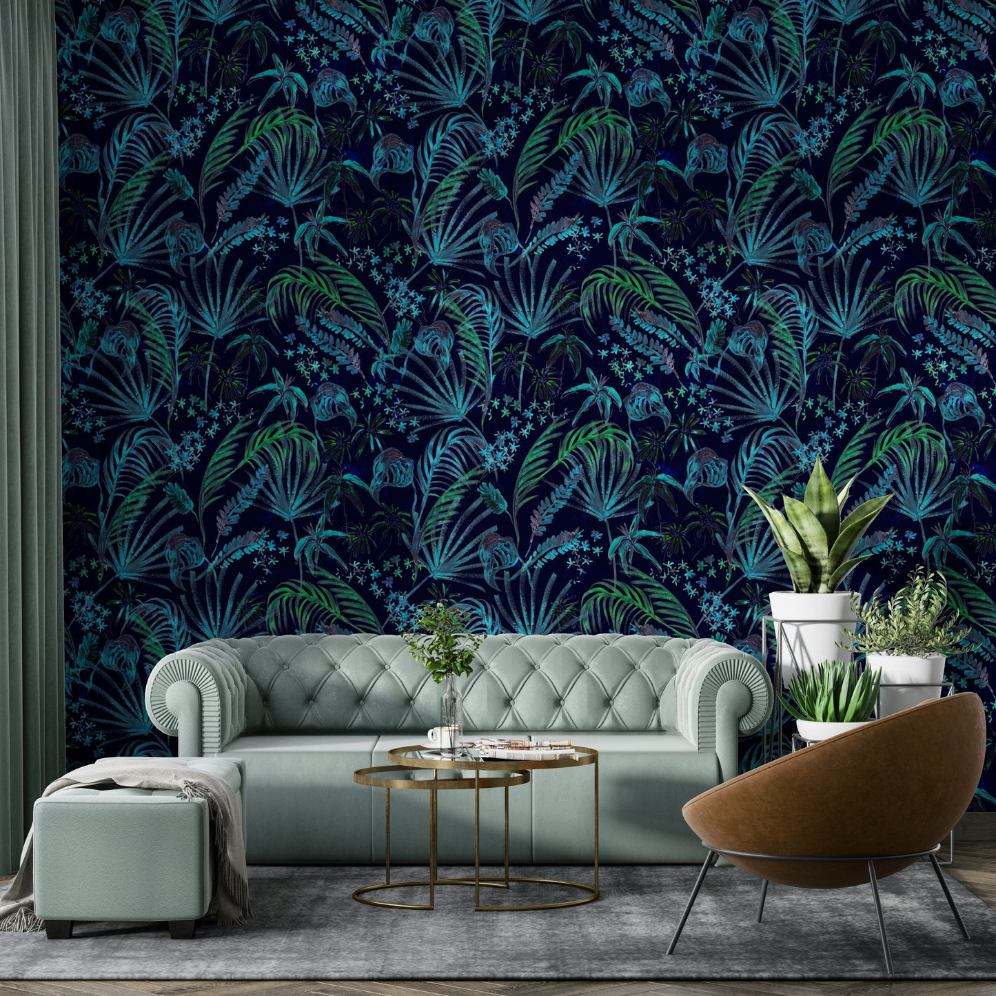 Hand Painted Night Plants serene wallpaper

