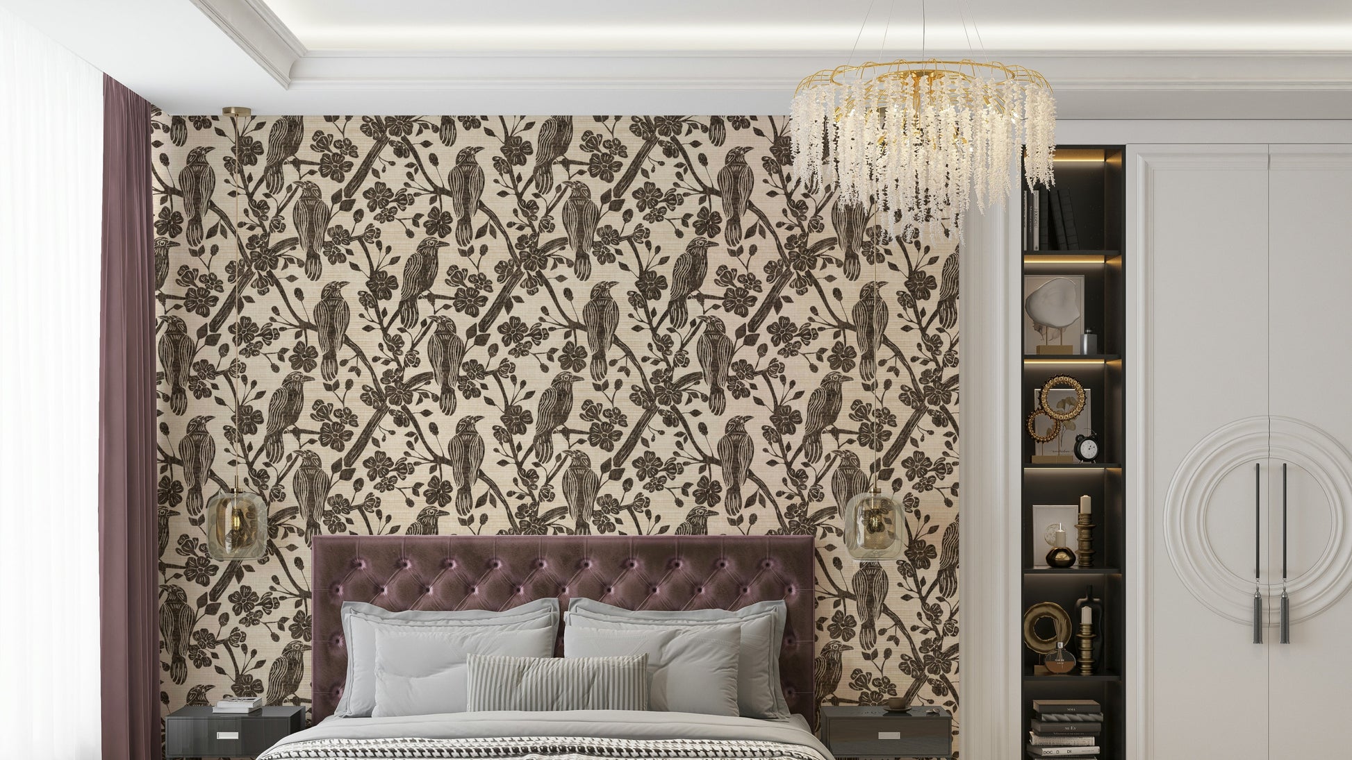 Blossom & Crow charcoal wallpaper