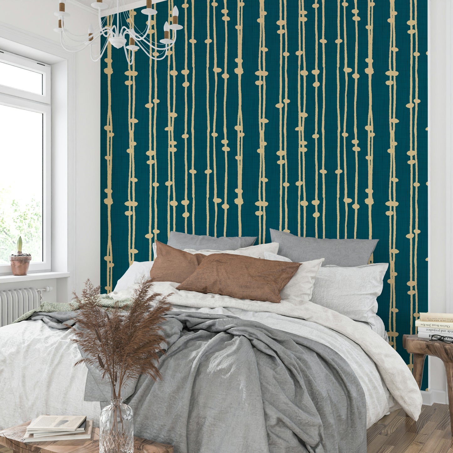 Boho Jewel Tone retro stripes mural