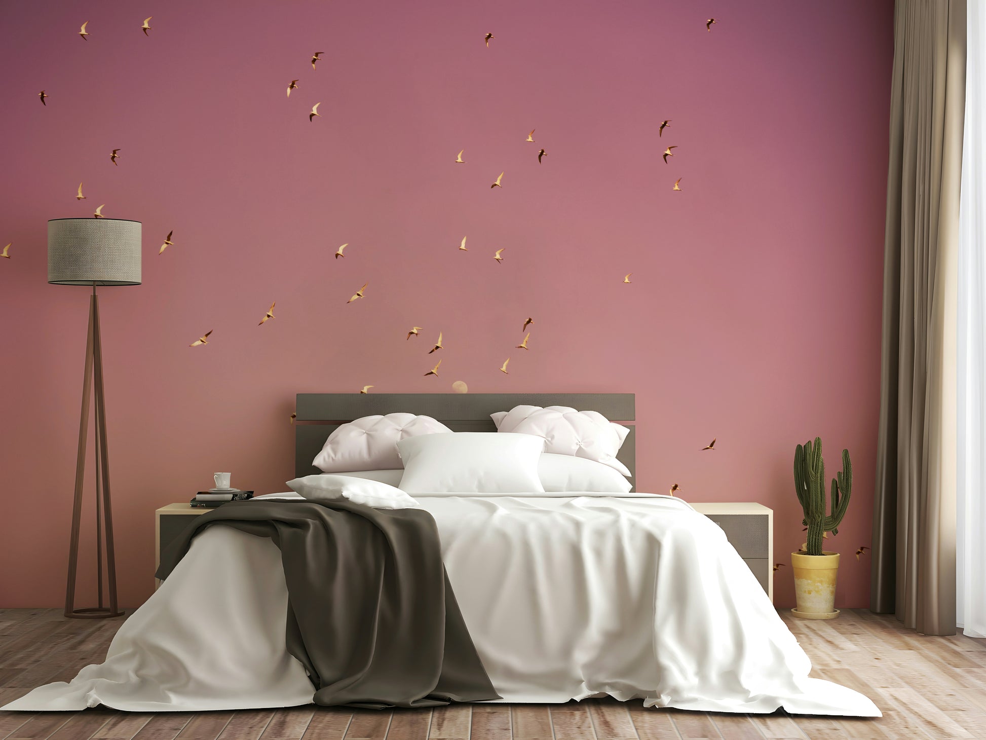 The wallpaper for walls being admired in a home.

