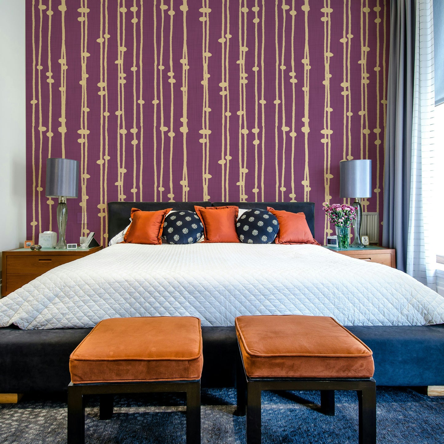 Boho Jewel Tone retro stripes mural