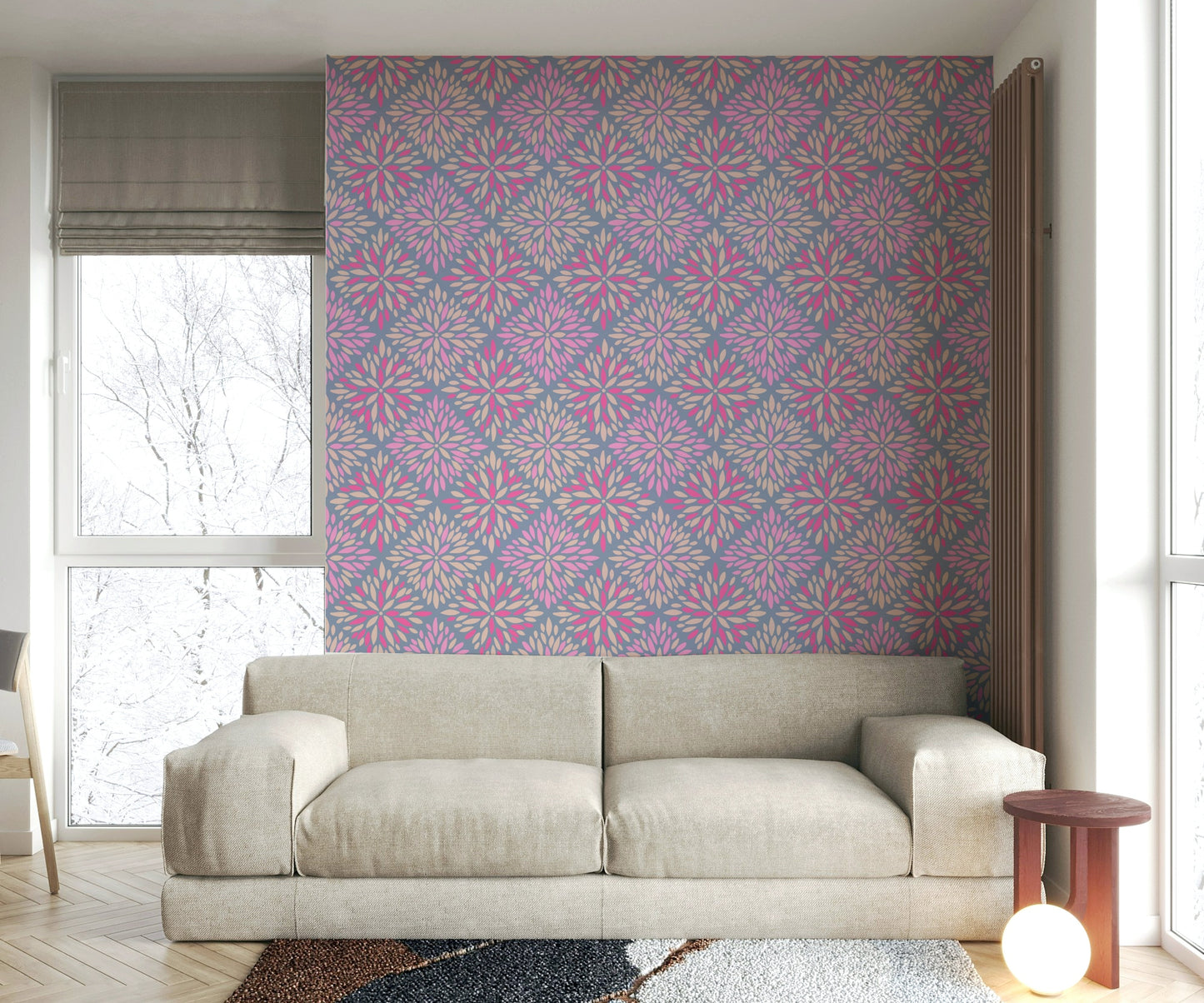 Dahlia Diamonds lavender wallpaper