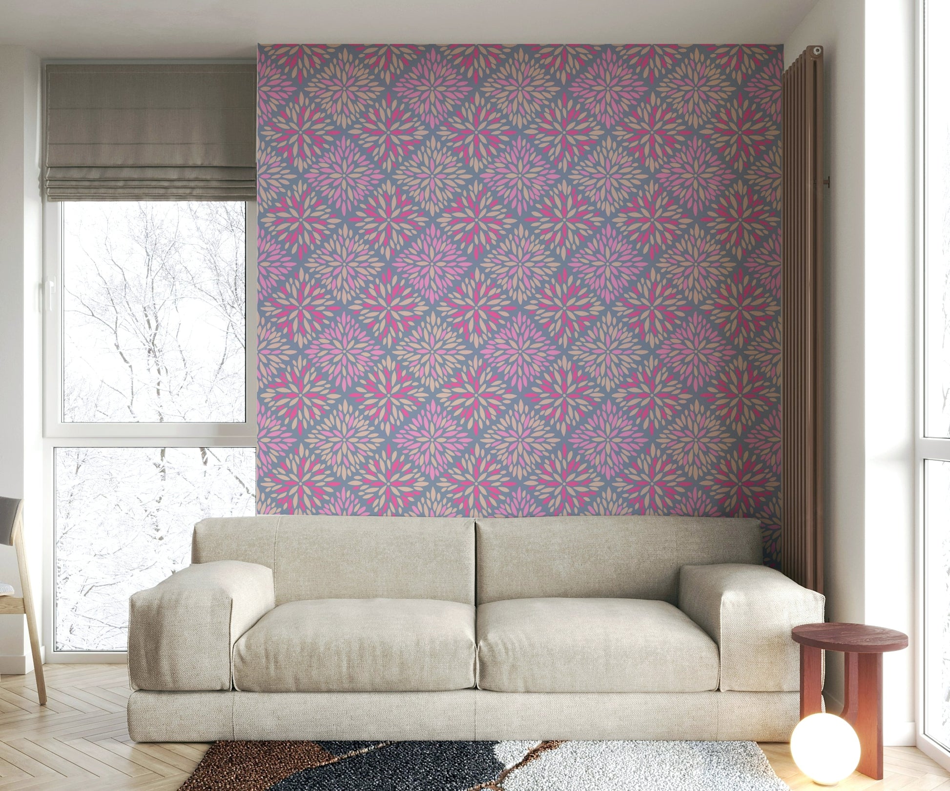 Dahlia Diamonds lavender wallpaper