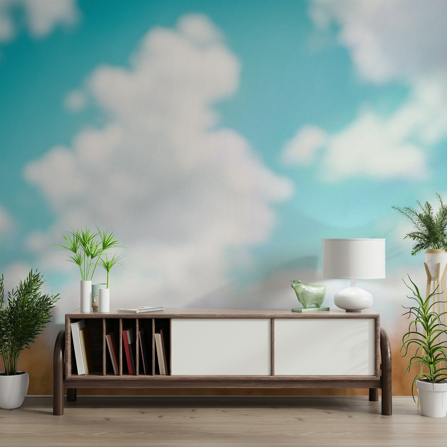 A detail of the graceful, blurred lines in the colorful design.

