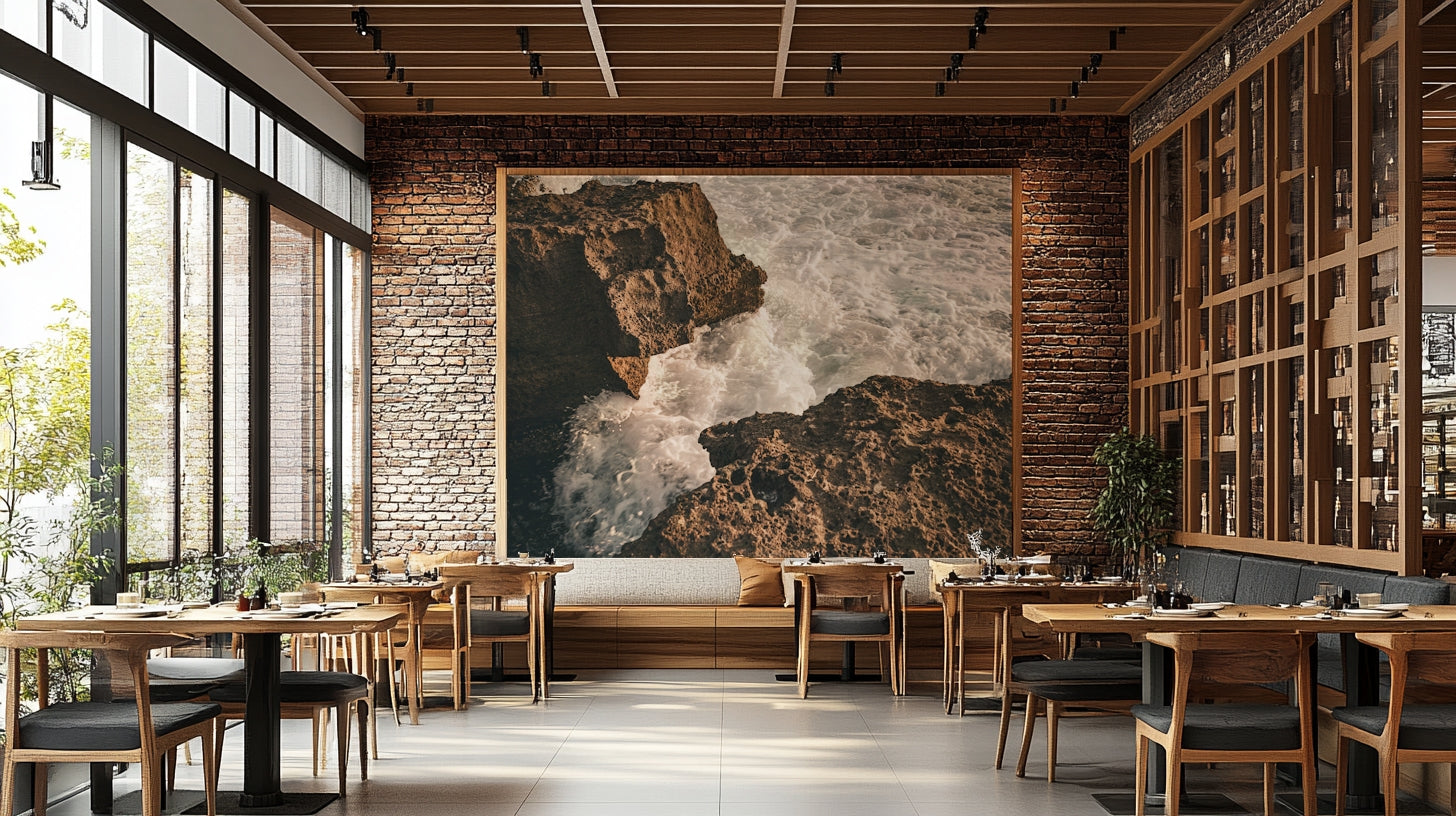 The peel and stick wallpaper showing realistic water.

