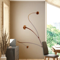 The peel and stick wallpaper showing realistic plant textures.

