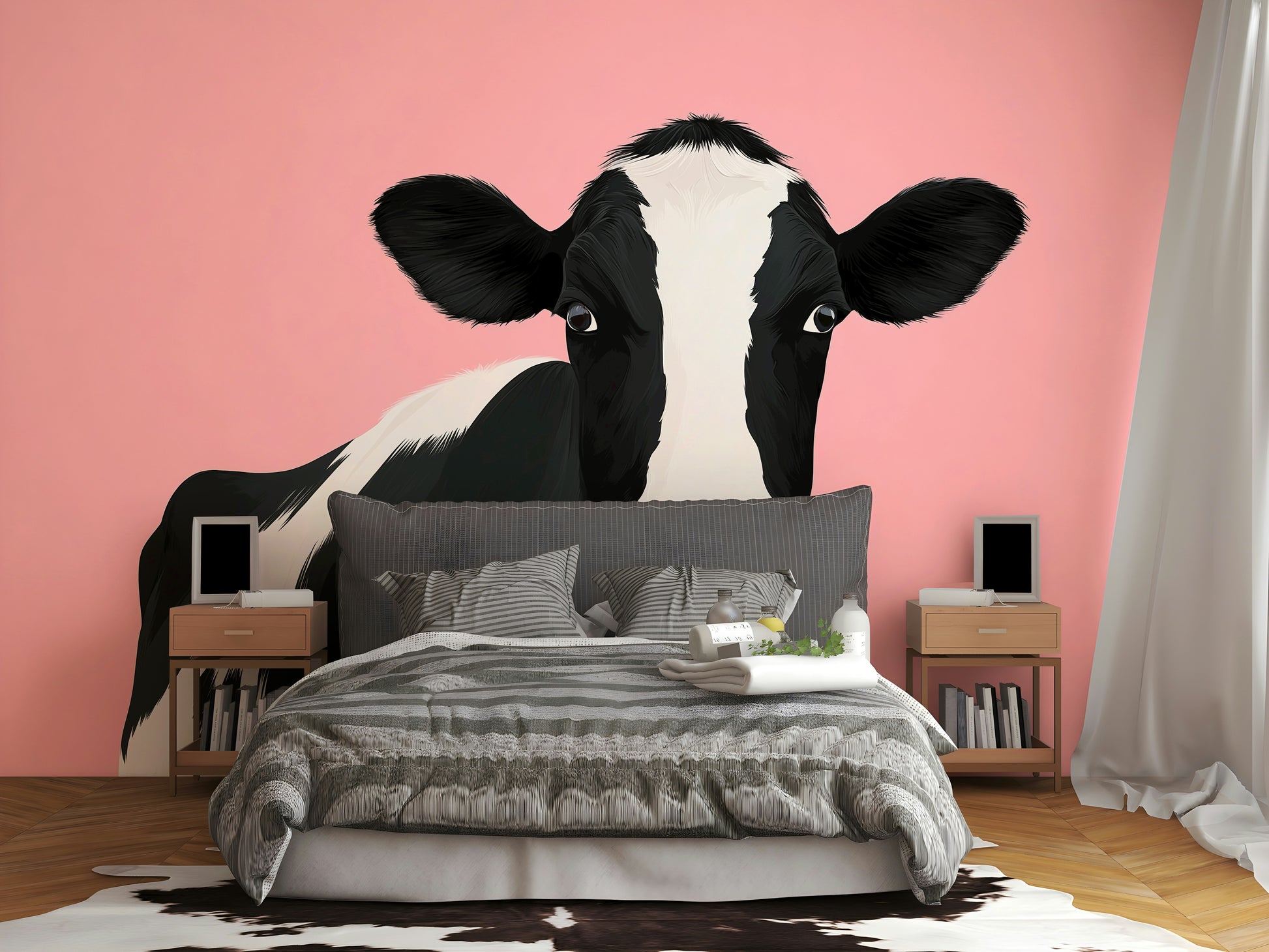A whimsical cow decor with a charming feel.