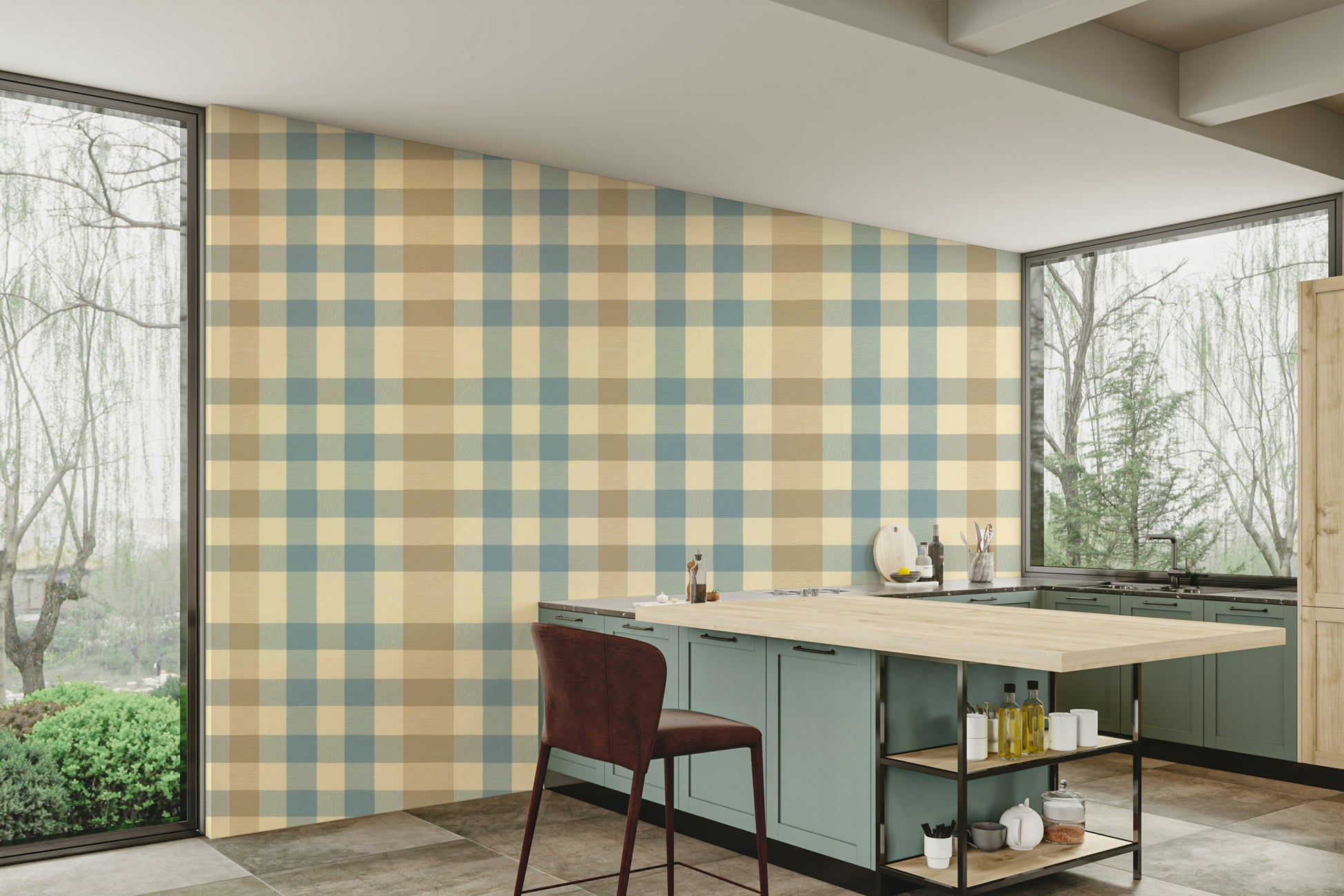 Checkered Charm retro wallpaper for walls