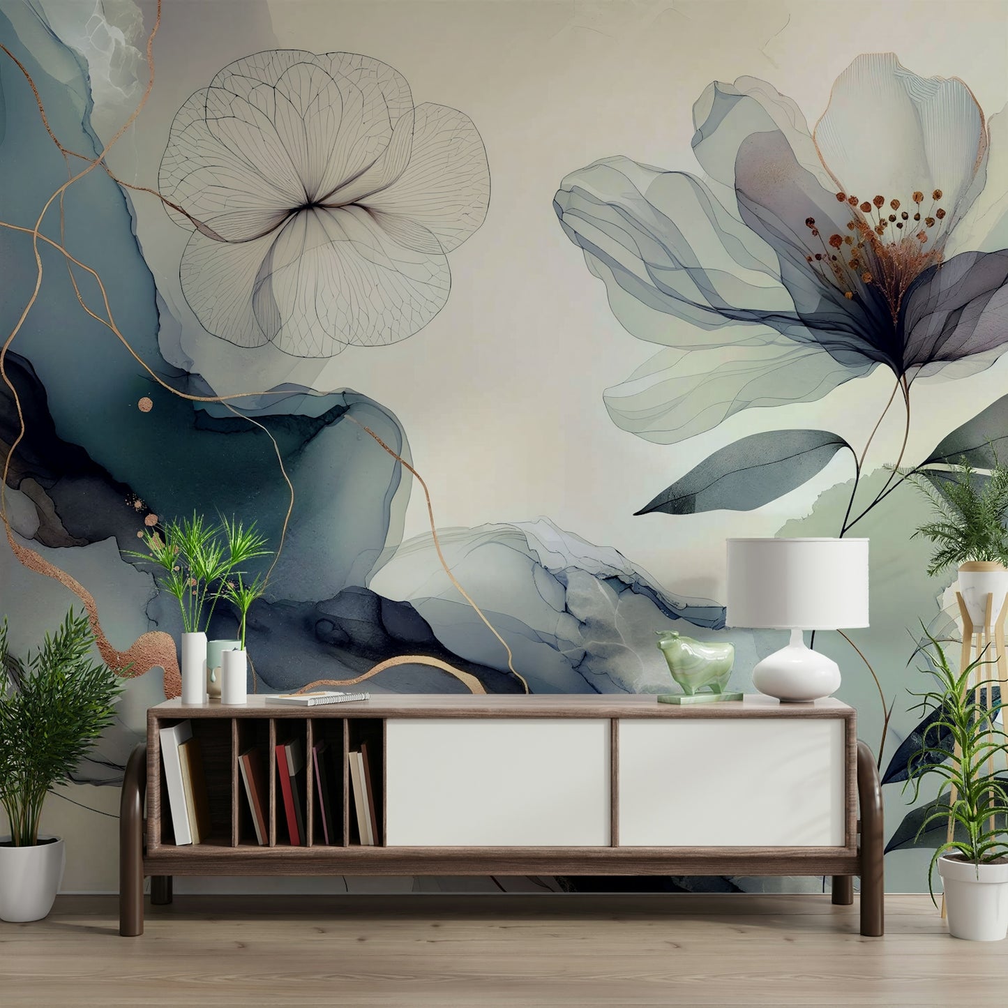 A sophisticated floral wallpaper