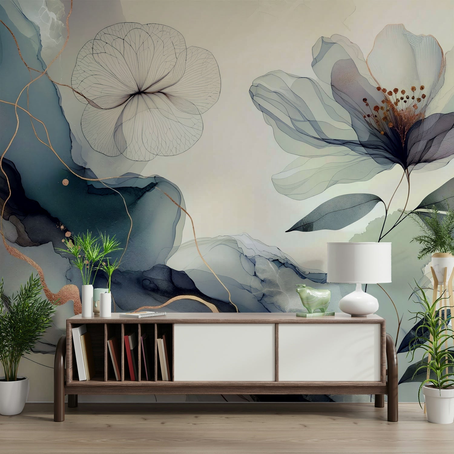 A sophisticated floral wallpaper