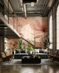 An elegant wall mural with a sage motif.