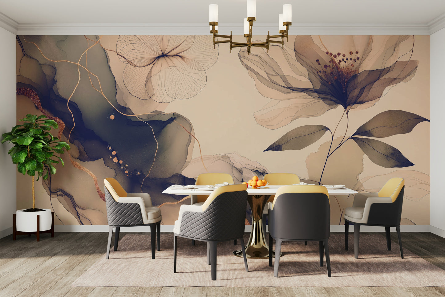 A photo of a Dreamy Sage Garden Sepia Wall Mural with plants.