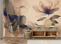 An elegant wall mural with a sage motif.