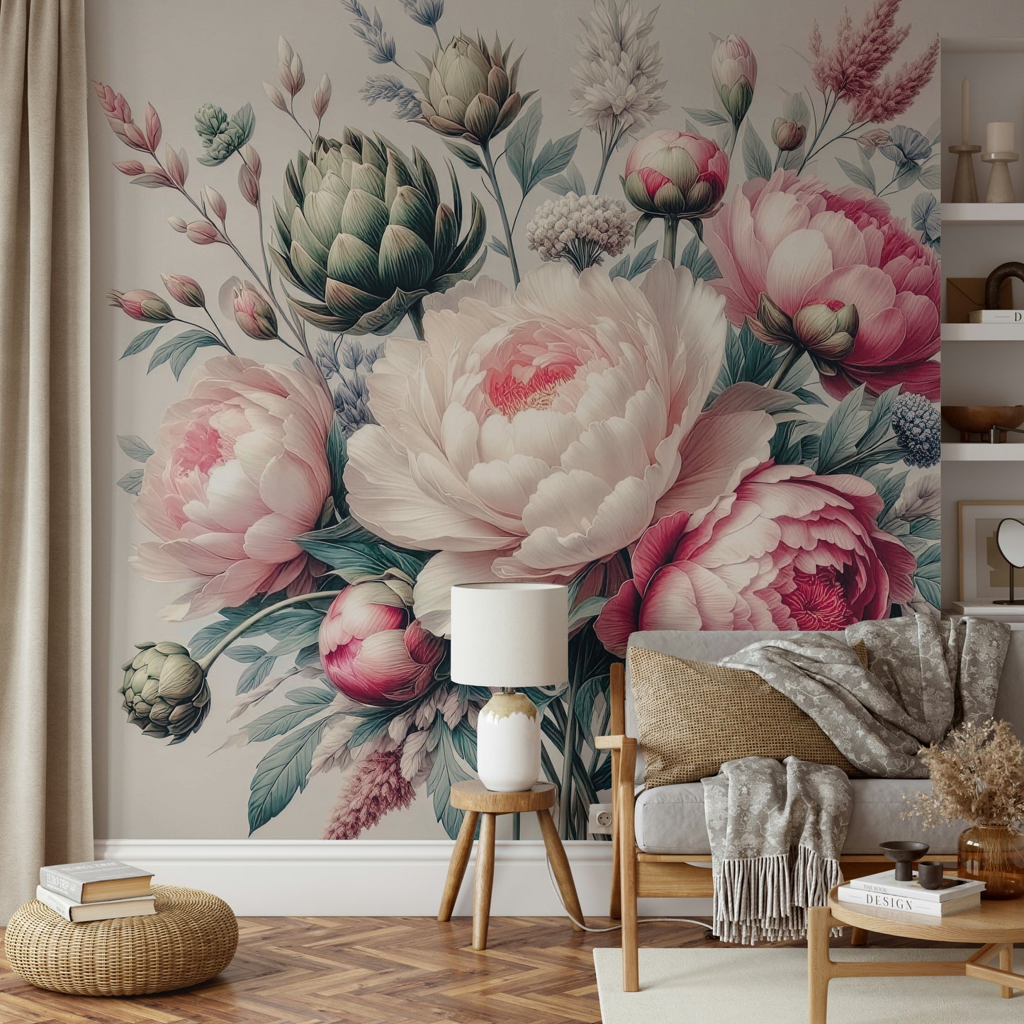 Vintage Peonies Spring Wall Mural
