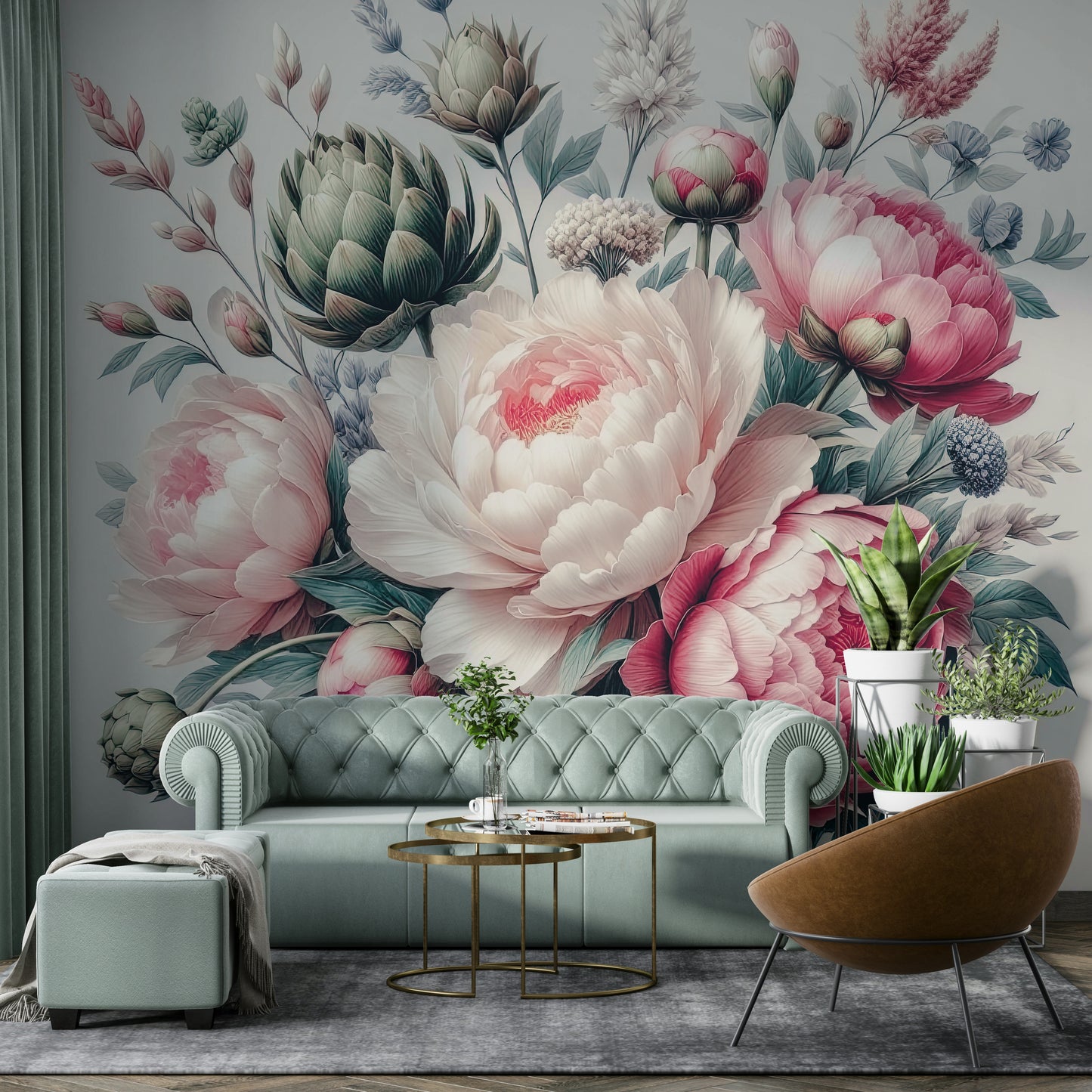 Vintage Peonies Spring Wall Mural