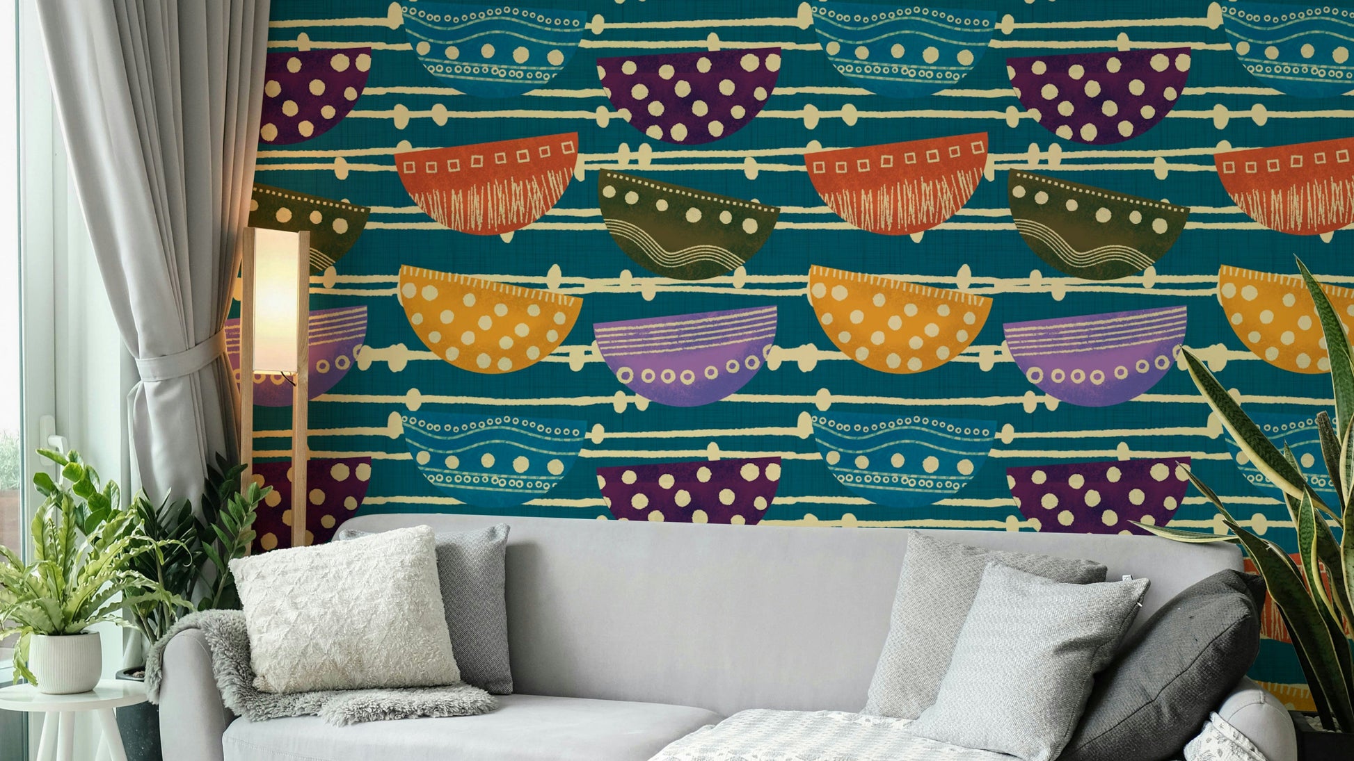 Retro Bowls bohemian wall mural