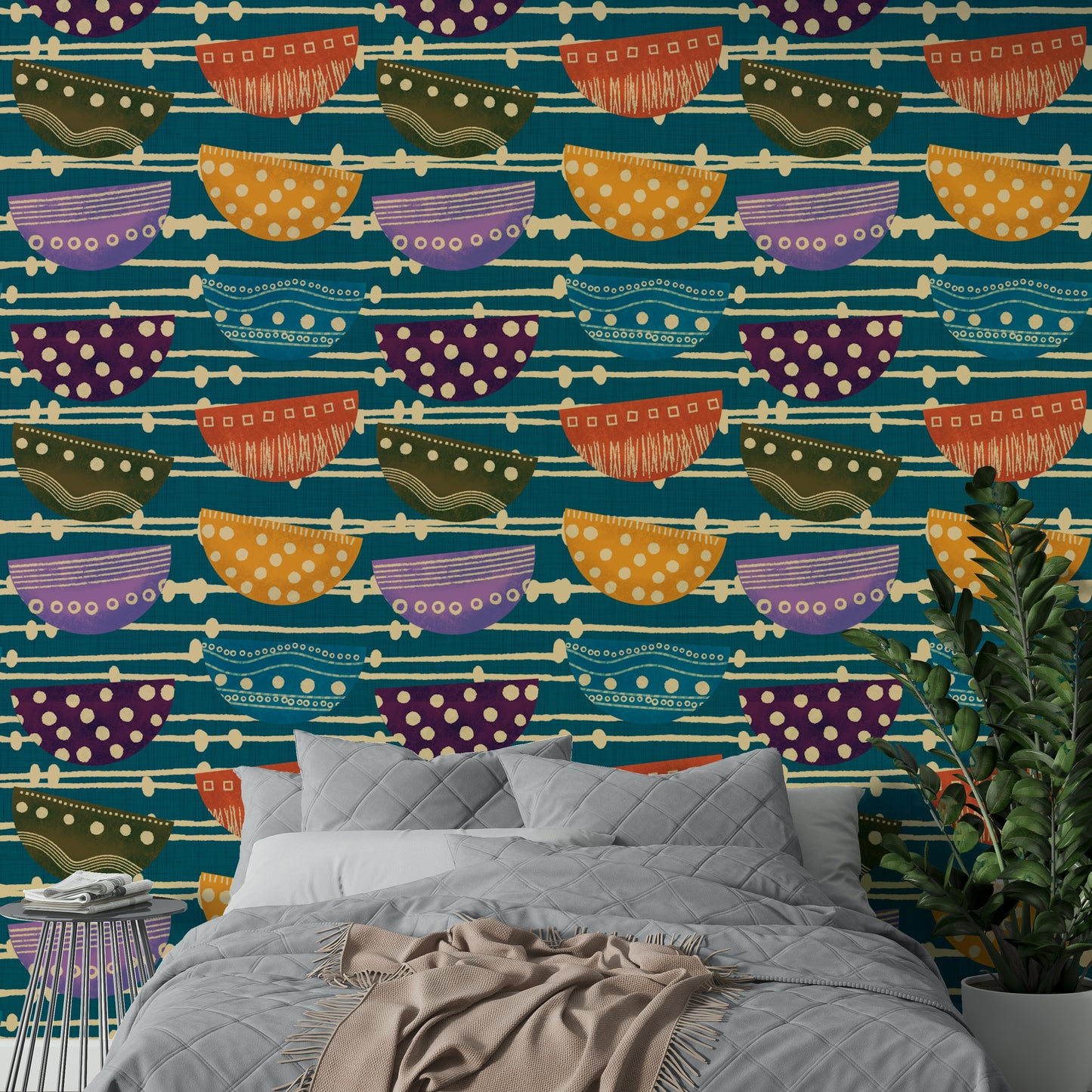 Retro Bowls funky home wallpaper
