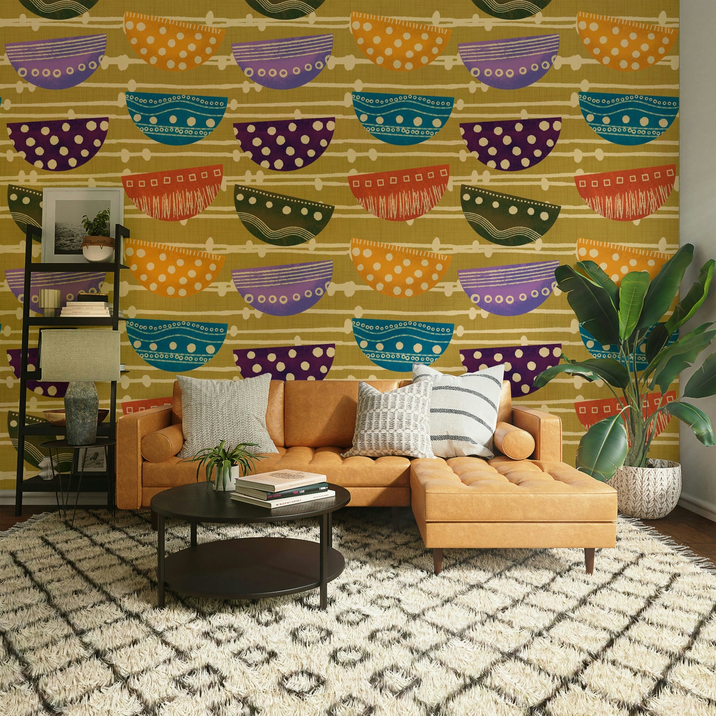 Retro Bowls mustard color wallpaper
