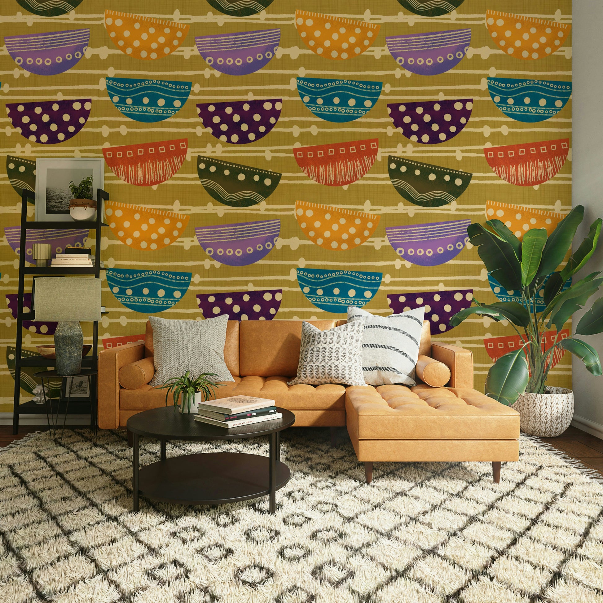 Retro Bowls mustard color wallpaper