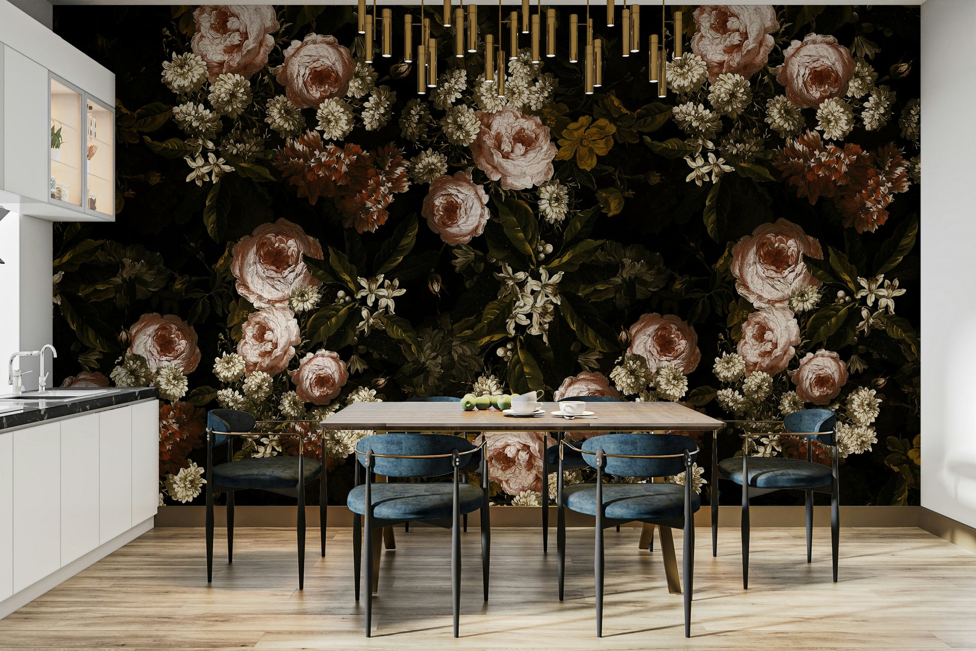 A sophisticated floral wallpaper