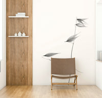 An angled shot of the mural's minimalist color palette.

