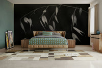 A detail of the graceful, curved lines in the monochrome design.

