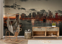 Lower Manhattan Dusk cityscape mural

