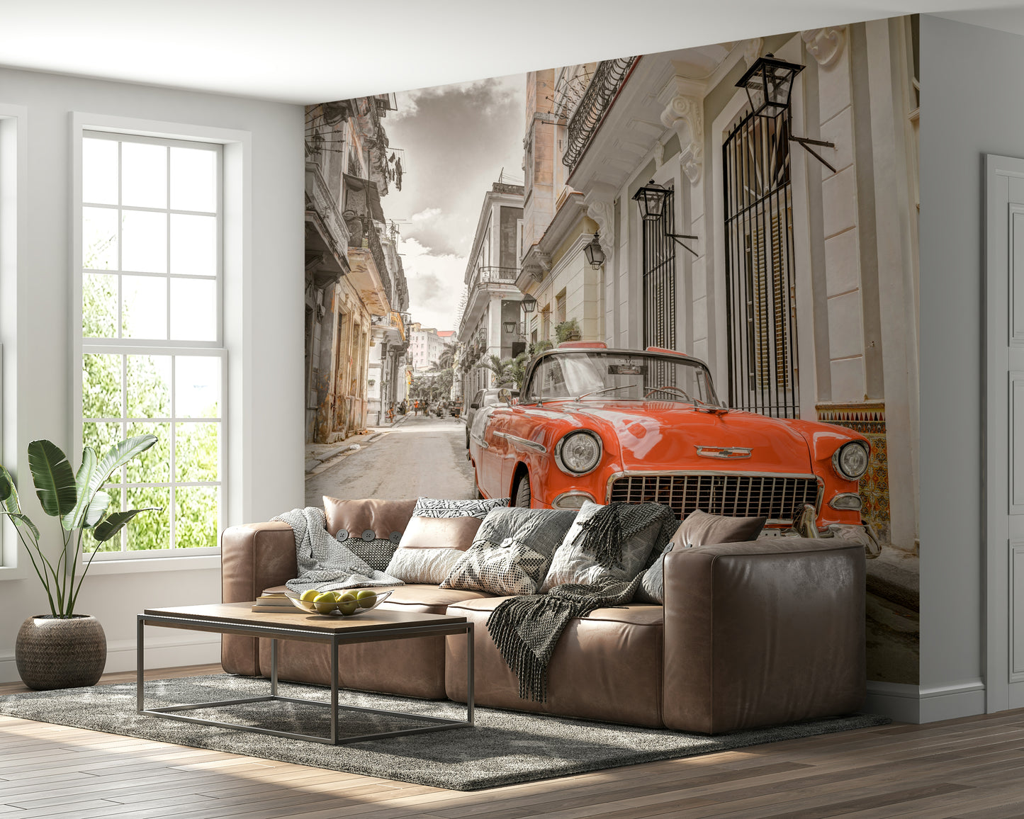 Havana Ride vintage mural wallpaper