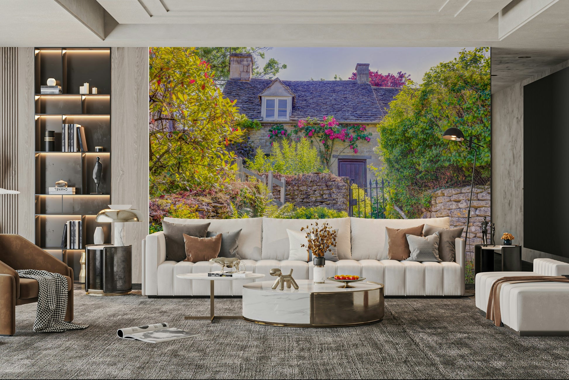 Quaint Country Cottage peaceful wall mural

