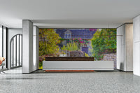 Quaint Country Cottage village wall mural

