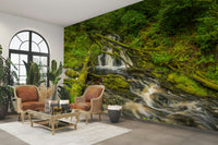 Mossy Falls tranquil wallpaper

