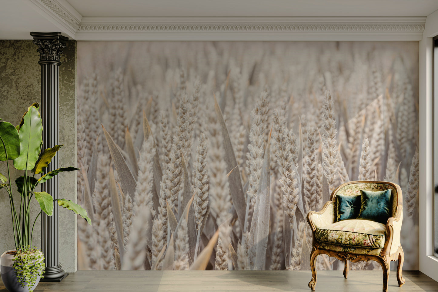The wallpaper for walls being admired in a home.

