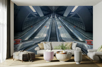 A detail shot of the light and shadow in the subway scene.

