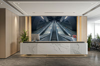 The wallpaper is used to create a feature wall in a dining room.

