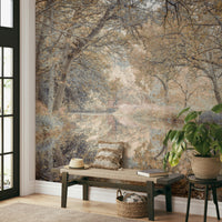A high-angle view of the wall mural with natural light.

