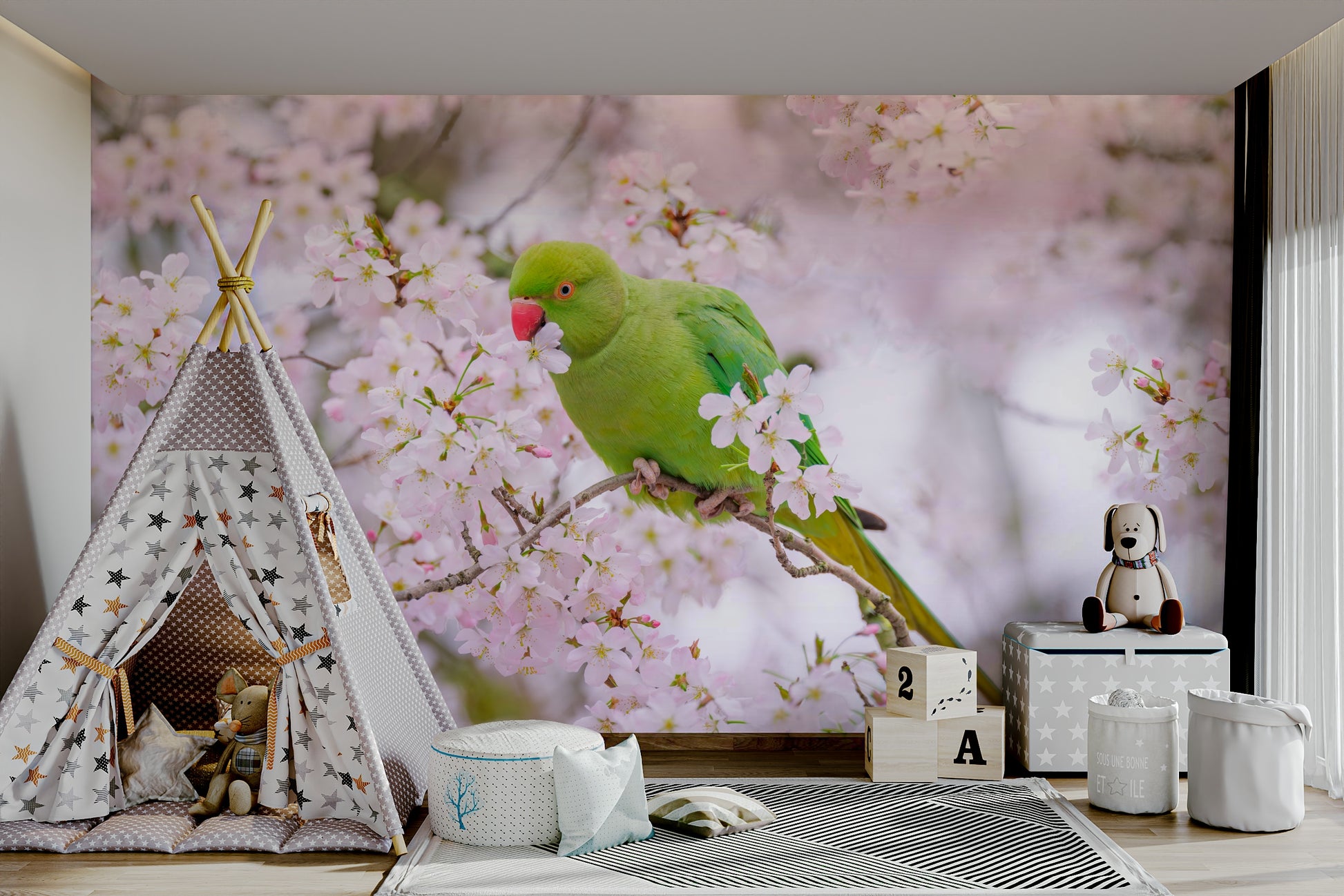Blossom Bird peaceful mural wallpaper