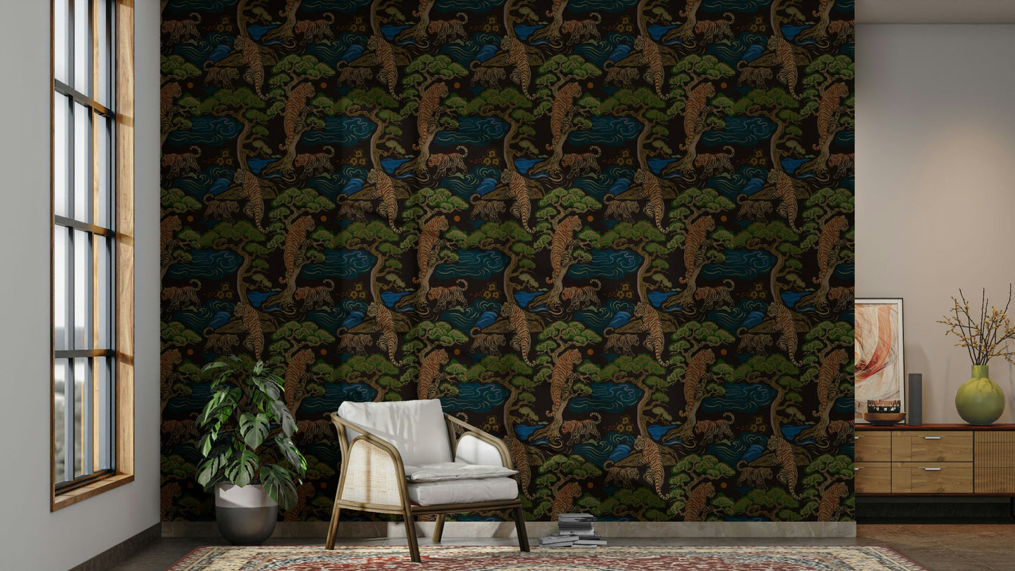 Whispers of the Tiger Grove forest wall mural

