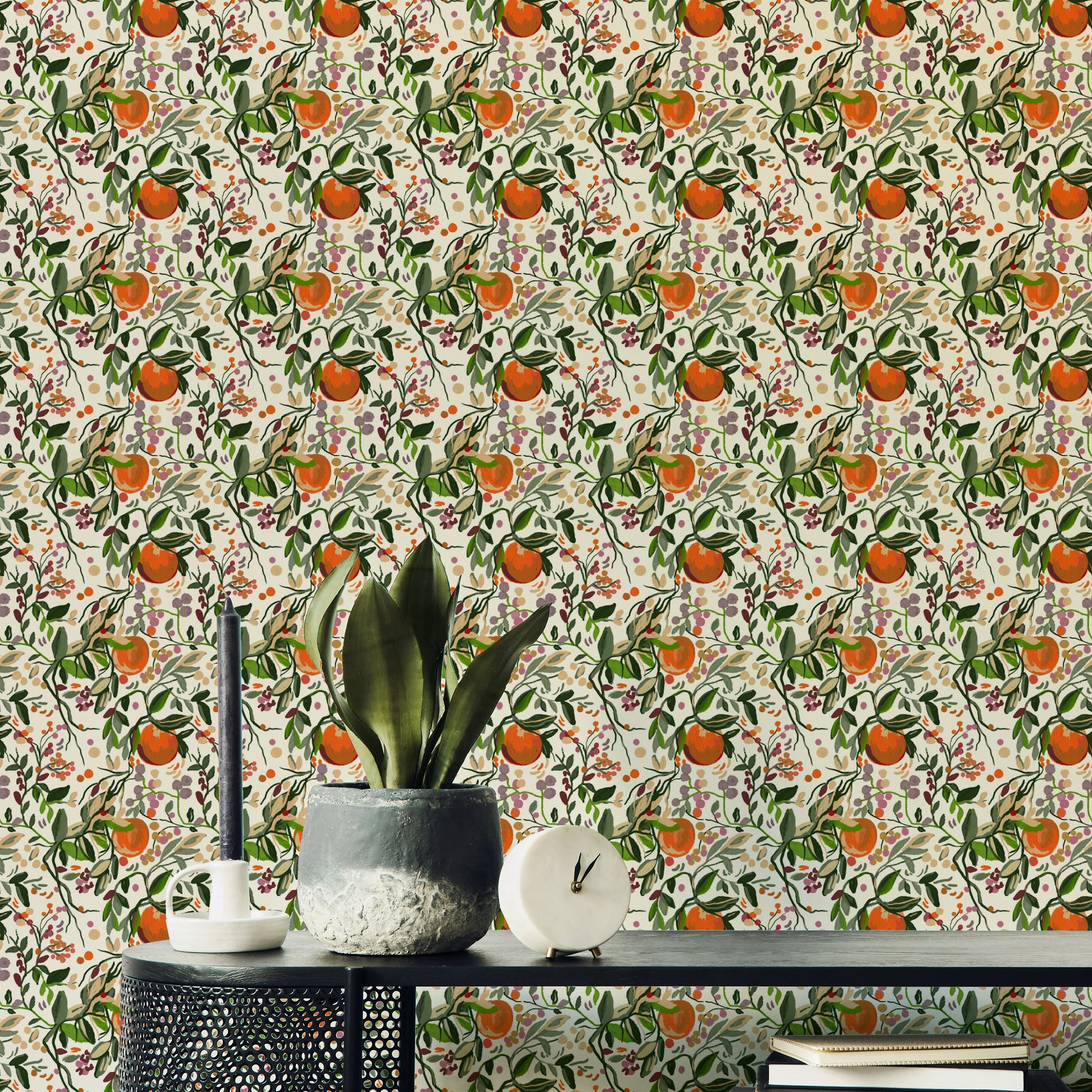 Botanical Orange Motif botanical wall mural

