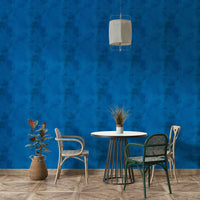 Midnight Bloom Blues botanical mural wallpaper

