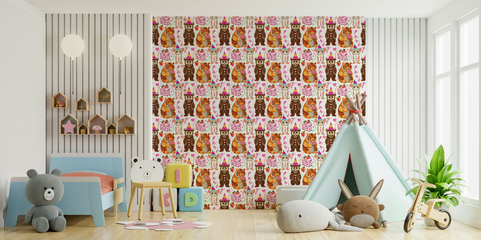 The wallpaper for walls being admired in a home.