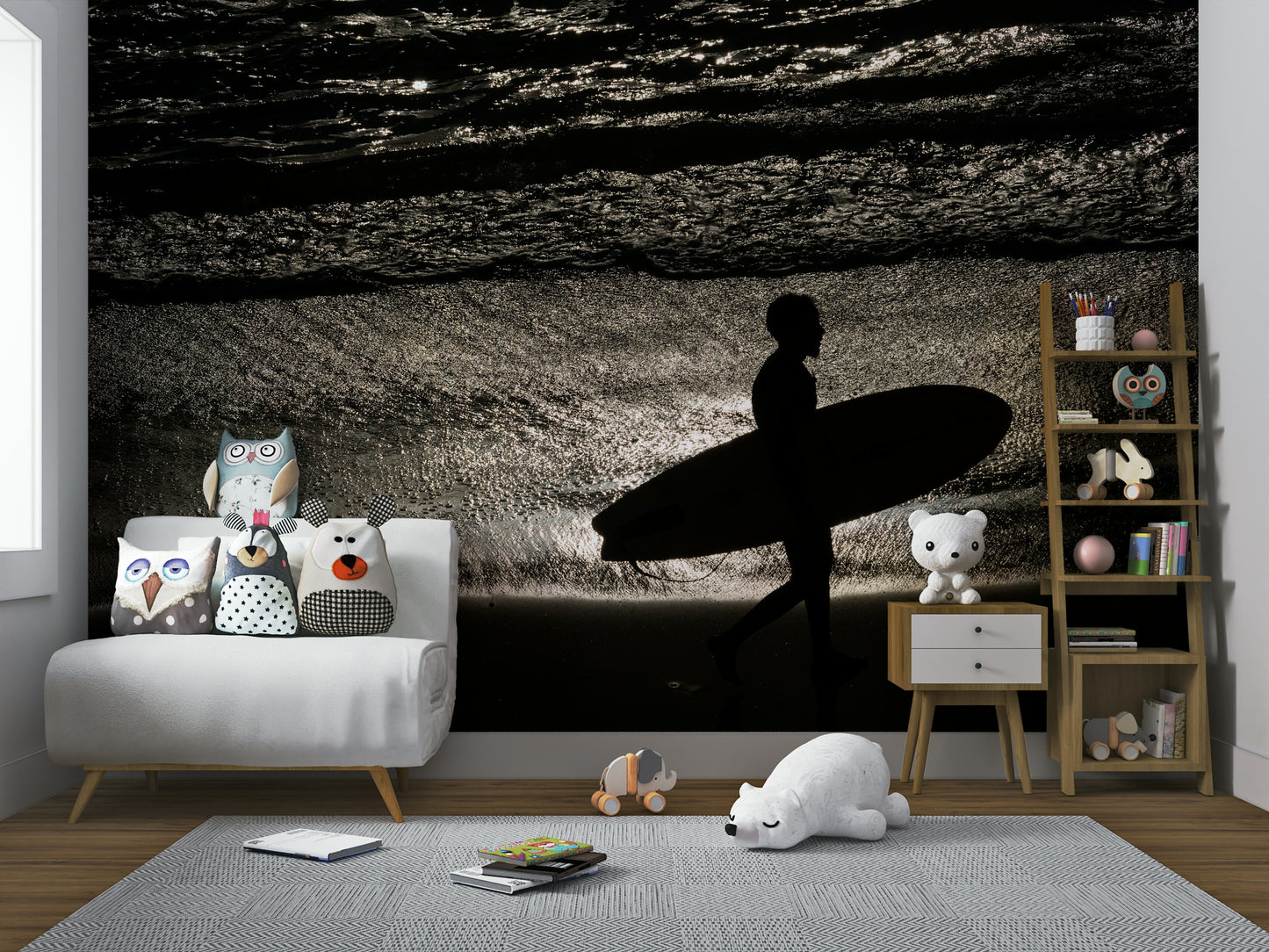 The wallpaper for walls being admired in a home.

