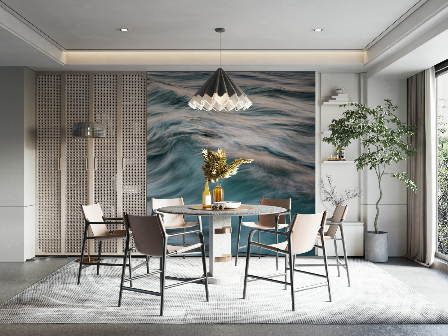 A close-up of the detailed texture in the wave design.

