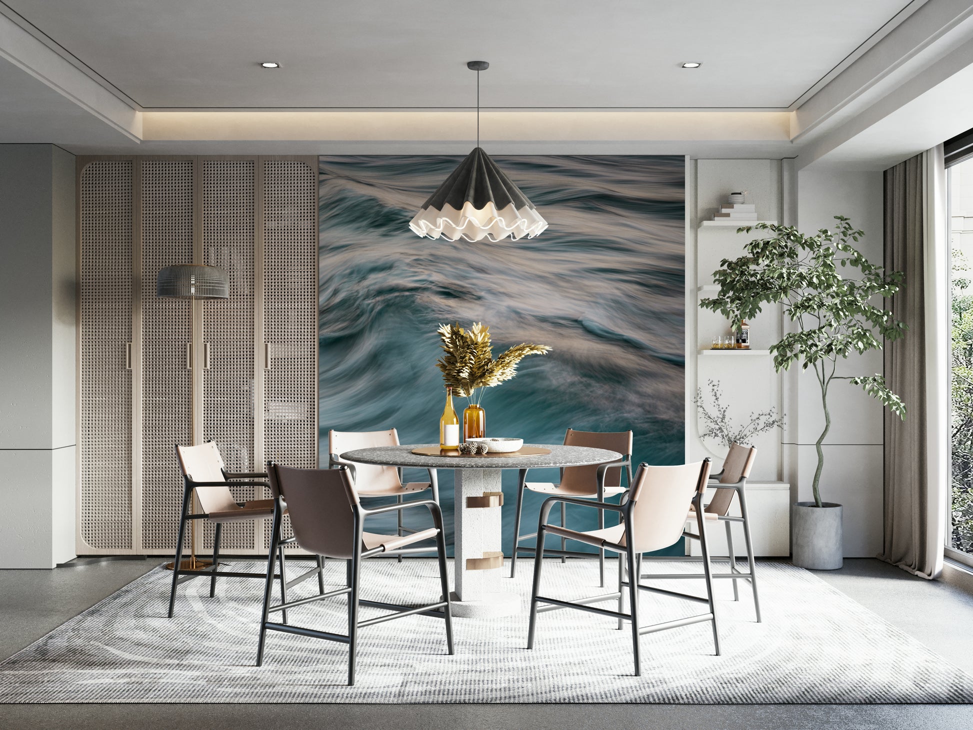 A close-up of the detailed texture in the wave design.

