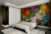 A high-angle view of the wall mural in a large space.

