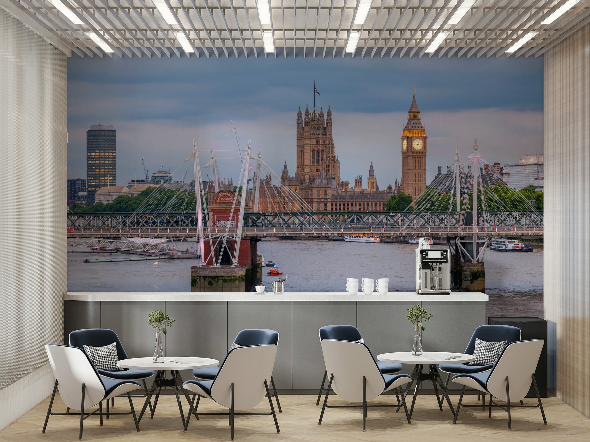 A close-up of the detailed city lights reflecting on the water.

